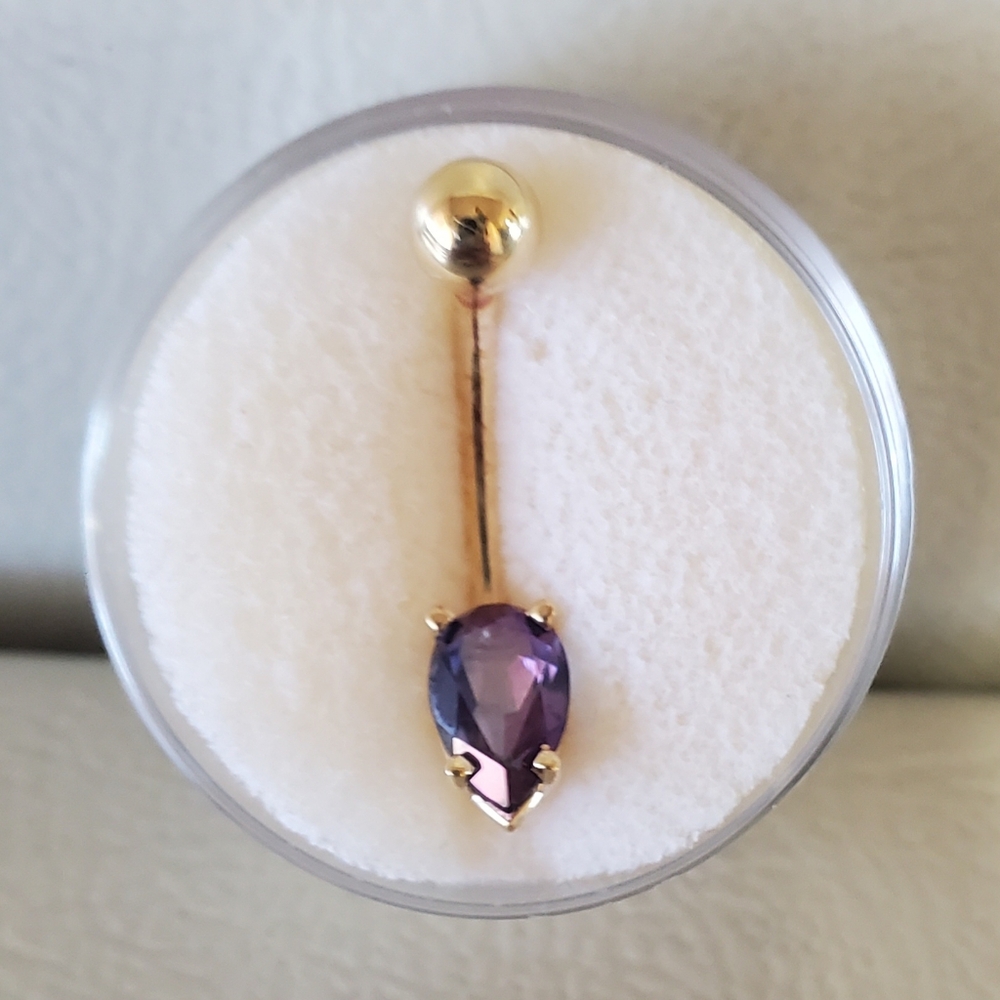 Body Gems 14K Solid Gold Nickel Free Belly Piercing 14G
